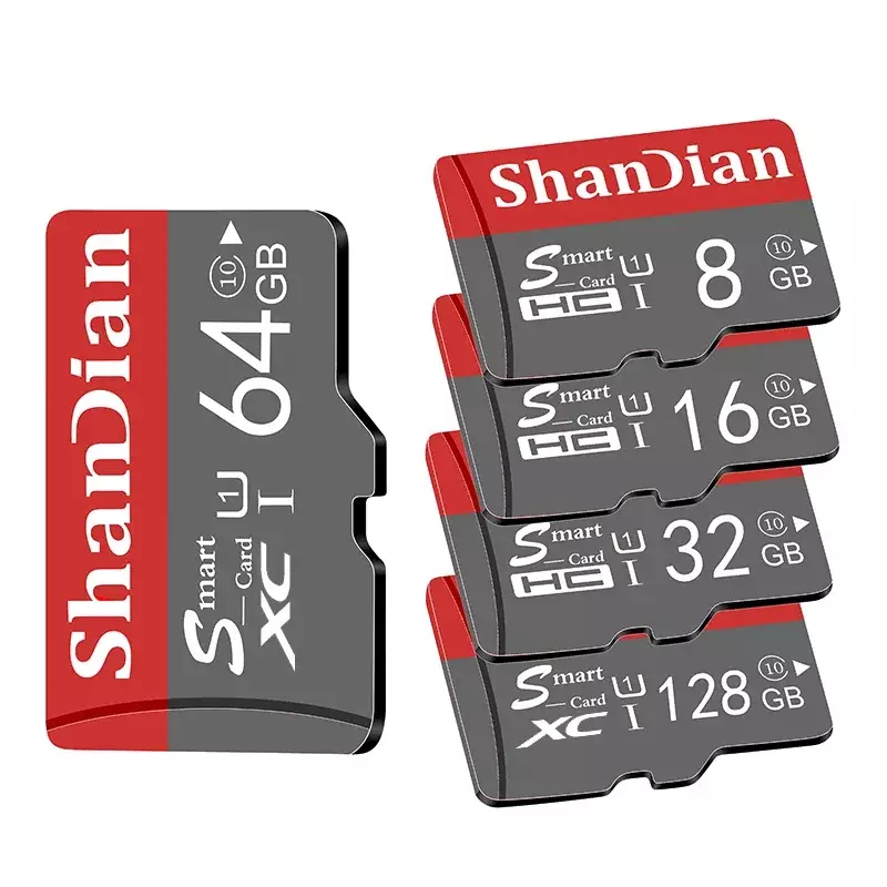 Shandian การ์ดความจำดั้งเดิม5ชิ้น100% 128GB 64GB 32GB 8GB การ์ด SD A1 TF แฟลชการ์ดคลาส10 UHS-1สำหรับตรวจสอบโทรศัพท์/พีซี