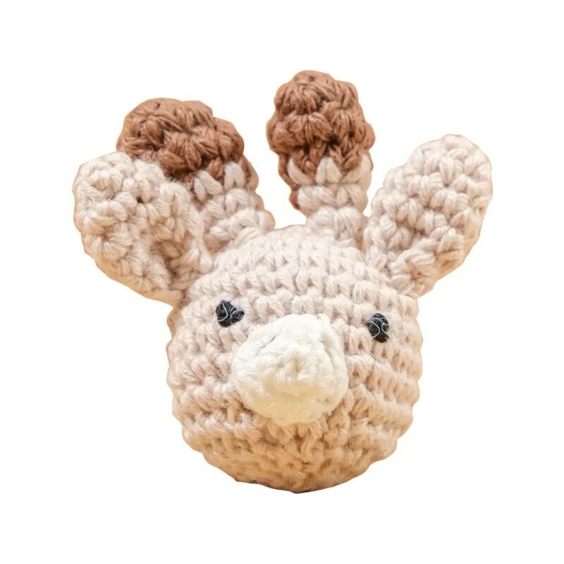 Crochet Animal Head Accessory Part for DIY Baby Pacifier Chain Knitted Teething Toy Chewing Gift for Toddler Boys Girls