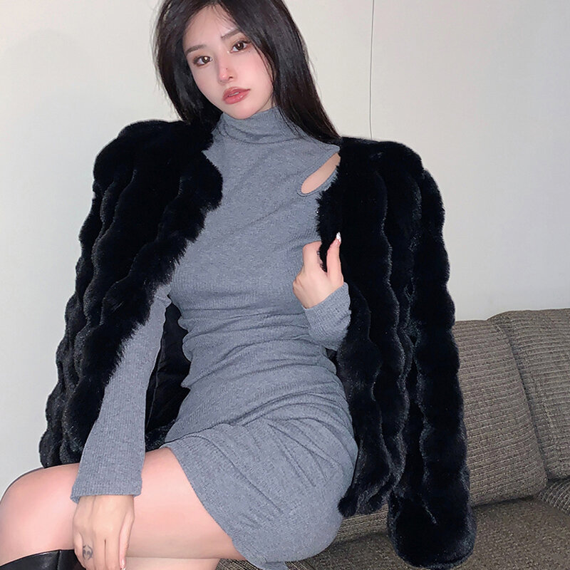 2023 neue weiße Kunst pelz mäntel Frauen koreanische Mode hots weet lose warme Langarm kurz geschnittene Winter jacke weiblich