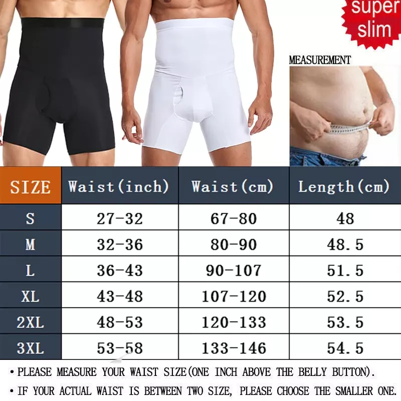 Shaper do corpo de cintura alta dos homens, cintura treinador, calcinha controle, cueca compressão, abdômen barriga Shaper Shorts