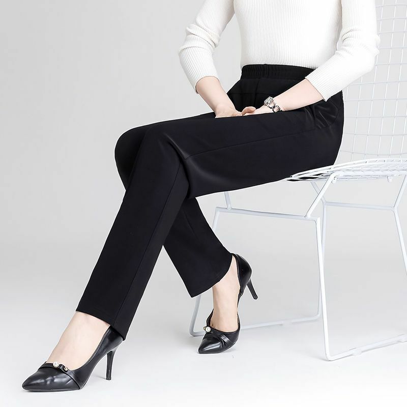 XL-6XL Casual Pants Women Loose High Waist Elastic Trousers 2023 Spring Summer Middle Aged Women's Straight Ants