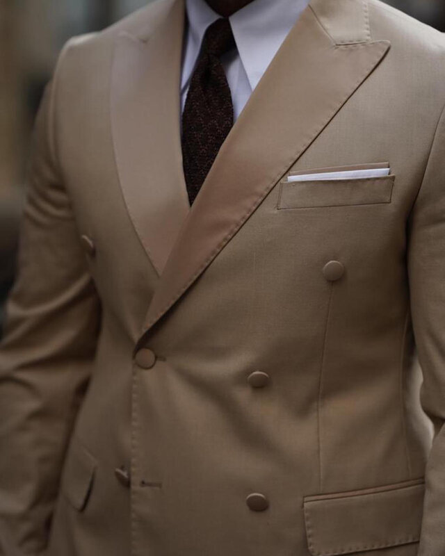 Trajes de boda clásicos para hombre, Blazer Formal con solapa de pico, doble botonadura, esmoquin de otoño personalizado (chaqueta + pantalón), 2 piezas