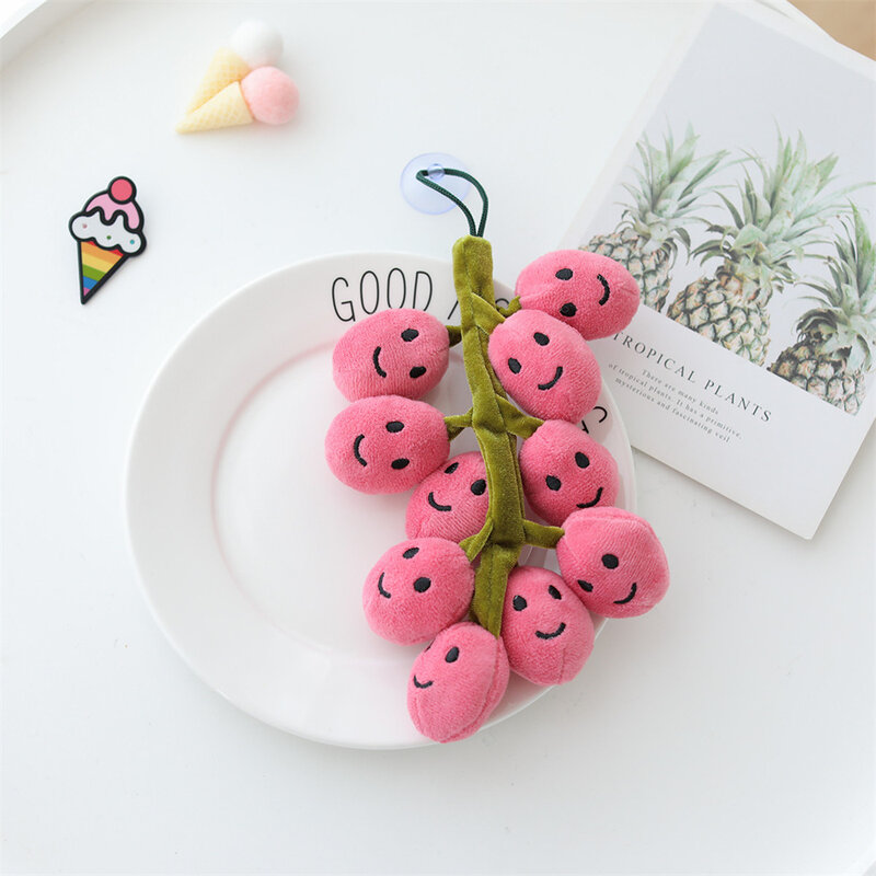 Realistici giocattoli di peluche d'uva ventosa frutta Kawaii peluche portachiavi Car Decor Charms Room Decor carino regalo di compleanno giocattoli per bambini