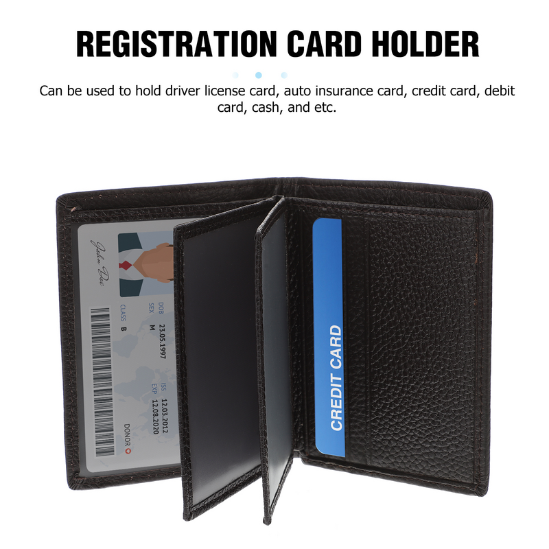 Funda de licencia de conducir para hombre, billetera con seguro y soporte de registro, cartera para papeles