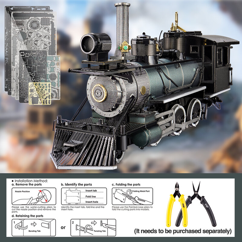 Piececool Puzzle 3d Metal Mogul Locomotive 282Pcs Assembly Model Building Kit DIY Toys for Adult