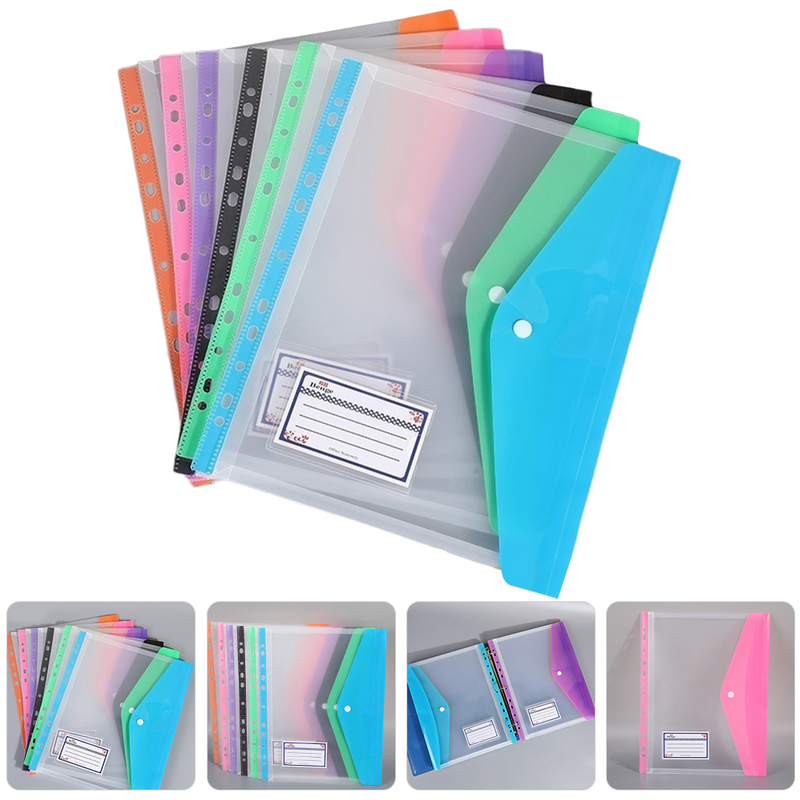 Transparent Binder Clips Snap Button Folders Binder Pocket Pockets Storage Pouches Plastic