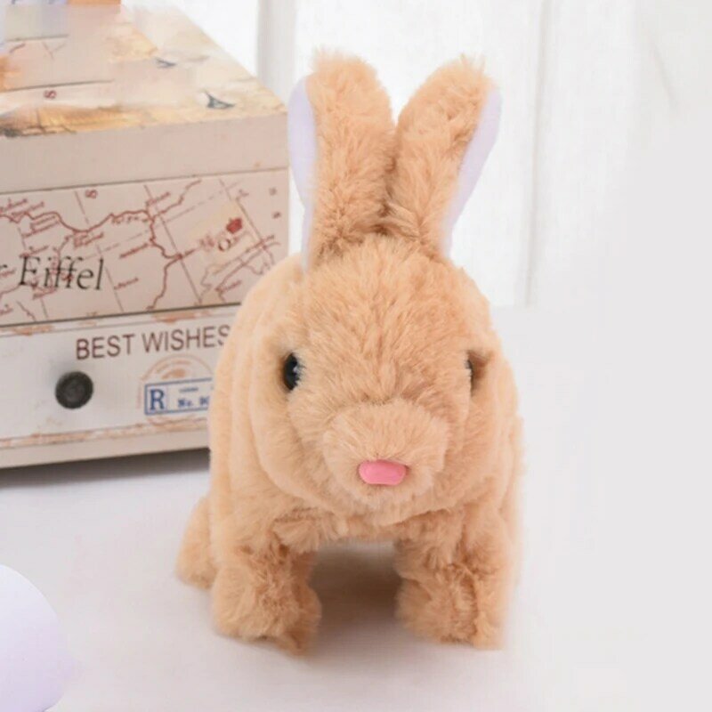 لعبة أرنب كهربائية أرنب قطيفة تعمل بالبطارية، ألعاب تفاعلية على شكل أرنب حيواني، هدايا للأطفال الأولاد والبنات دروبشيب