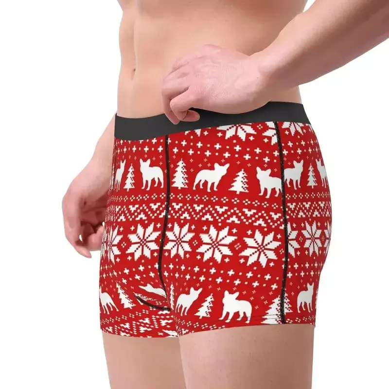 Buldog francuski sylwetki zwierząt Boże Narodzenie wakacje majtki majtki oddychające bielizna męska spodenki z nadrukiem bokserki