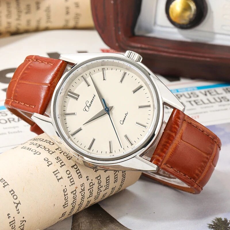 Reloj de vestir Chameri para hombre, reloj de pulsera de cuarzo, cristal de zafiro, acero inoxidable 316L, resistente al agua, 40mm, VH31