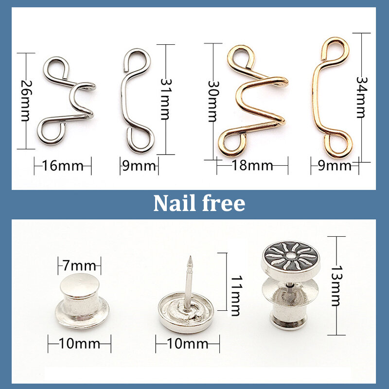 Women Skirt Pants Jeans Adjustable Waist Clip Metal Pins Clothing Accessories Sewing Women's Brooch Set Tighten Waist Brooches