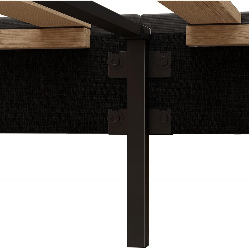 Likimio Doppelbett rahmen mit XL-Unterbett schublade, Plattform mit Kopfteil gepolstert, keine Box spring erforderlich/geräuschlos, grau
