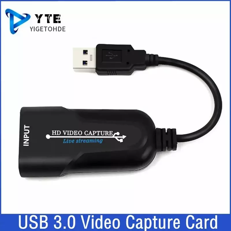 YIGETOHDE-Compatível com HDMI Game Video Capture Card, USB 3.0, 1080P, Adaptador Streaming para PS4, transmissões ao vivo, gravação de vídeo