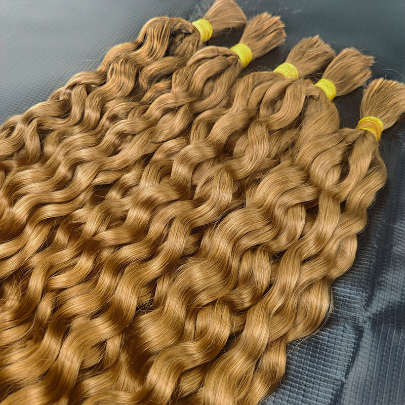 Menschliches Bulk-Haar zum Flechten hellbrauner Welle lockiges brasilia nisches Remy-Haar bündelt keinen Schuss natürliche schwarze Bulk-Echthaar verlängerungen