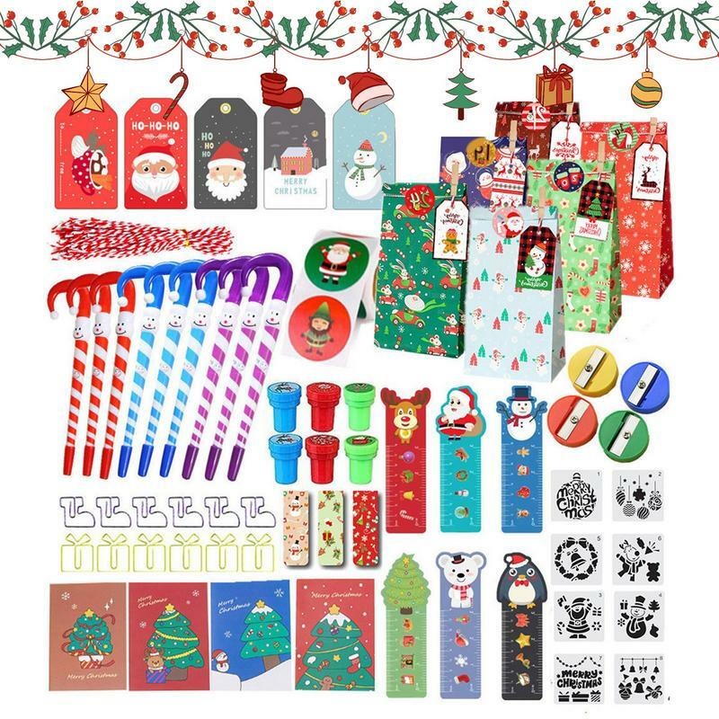Christmas Pencil Erasers Set Children's Student Stationery Set Festive Atmosphere Christmas Stationery Collection For