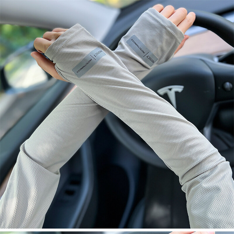 ปลอกแขนป้องกันการถูกแดดเผาในน้ำแข็งสำหรับผู้หญิงแขนยาวกันแสง UV สำหรับใส่ขับรถขับรถกันแดดแบบหลวมแขนยาวป้องกันยูวีสำหรับขี่จักรยาน