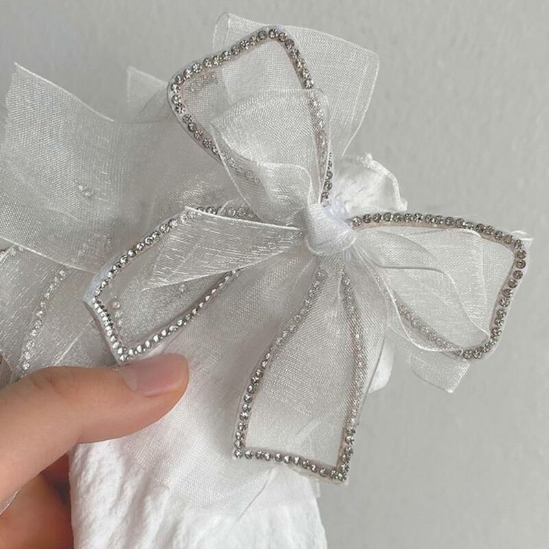 레이스 중공 통기성 종아리 양말, 일본 스타일, 탄력 벨벳 활 매듭, 어린이 생일 선물
