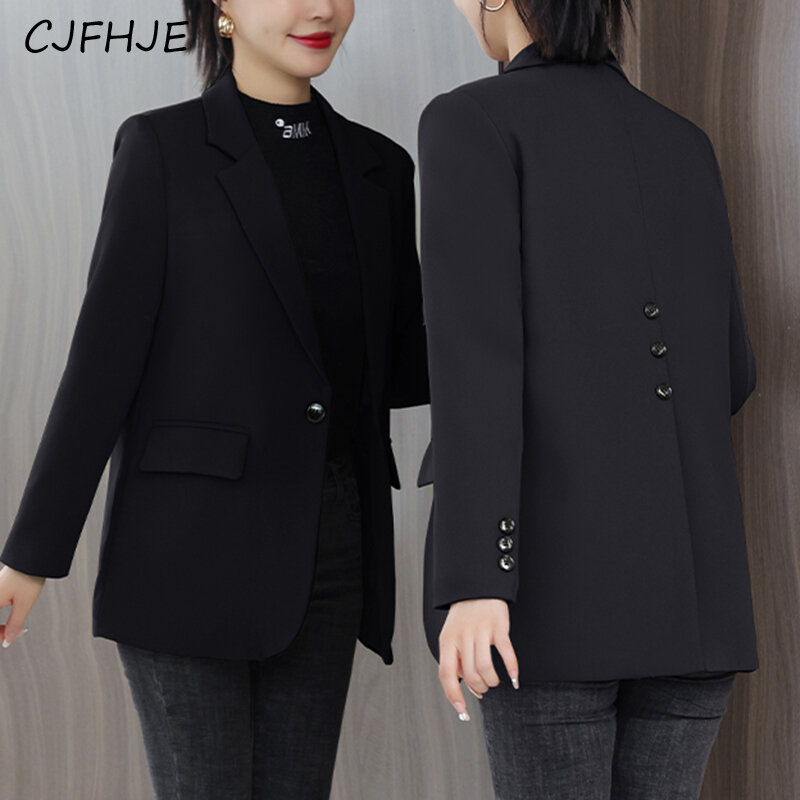 CJFHJE-abrigo de traje informal dividido para mujer, Top de manga larga de Color sólido, moda coreana suelta, un botón, primavera y otoño, nuevo