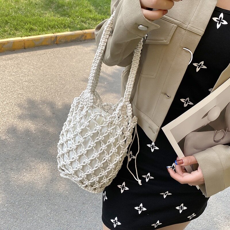 Женская маленькая сумка через плечо в богемном стиле, Повседневная дорожная женская сумка, сумка-шоппер на шнурке, пляжная сумка-тоут