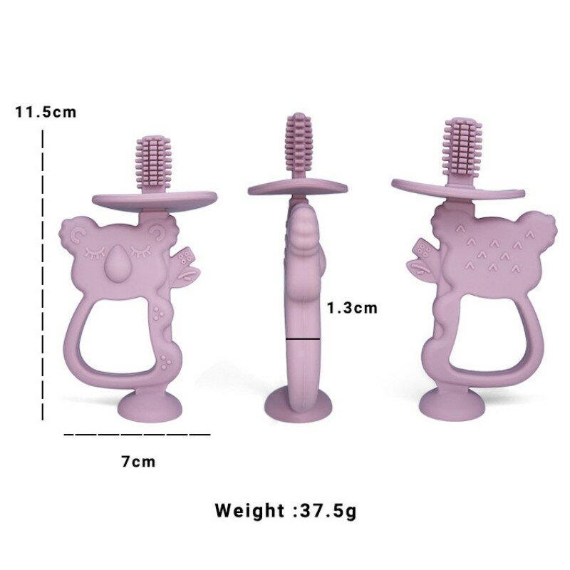 Cepillo de dientes de entrenamiento de silicona para bebé, 1 piezas, sin BPA, Animal Koala, mordedor seguro, juguetes para masticar, anillo de dentición, accesorios para bebé