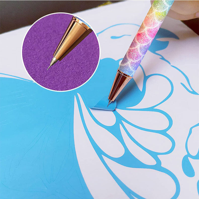 Glitter Air Release Weeding เครื่องมือ Pin ปากกาไวนิลติดตั้ง,Anti-Slip Weeding ปากกาสำหรับไวนิล retractable ไวนิล Weeding ปากกา