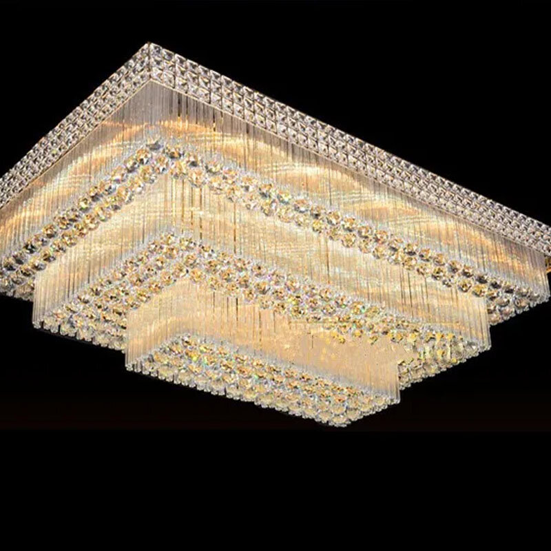 Produsen grosir lampu LED langit-langit lampu restoran S lampu ruang tamu kamar tidur persegi panjang emas Rmy-069