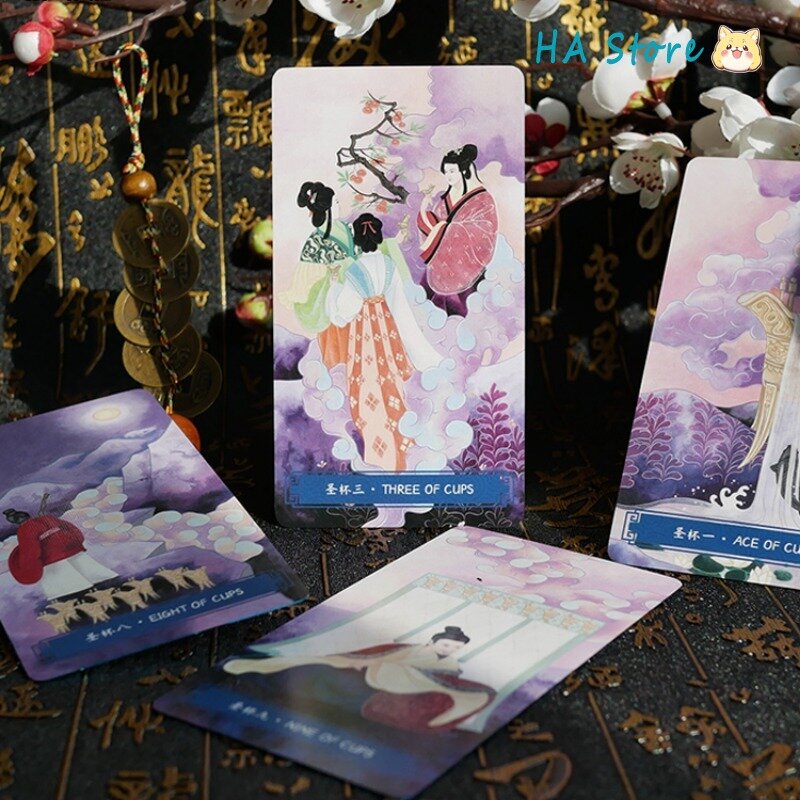 Carte dei tarocchi con inchiostro orientale genuino Arcana edizione limitata carte in stile cinese dei tarocchi con inchiostro orientale carta da collezione per feste Casual