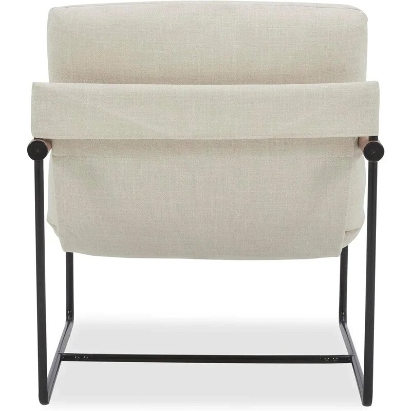 Madeira Metal Frame Accent Chair, 30 "W, Linho, Modern Lounge Chair, Tampa removível, Sala Cadeiras