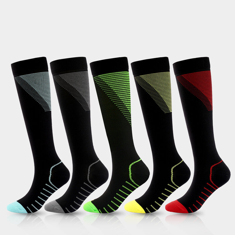 Fashion Marathon Sports Compression Socks Men Women Stripes Blood Promote Circulation Compression Stockings Gift Unisex