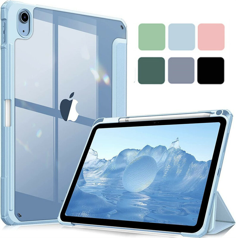 Casing untuk iPad generasi ke-10 Pro 11 12.9, sarung pensil bening pemegang Funda untuk iPad Air 5 4 ke-7 9th 10.2 iPad Mini 6