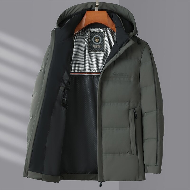 L-7XL Plus Size zdejmowana kurtka puchowa z kapturem Outdoor casualowa odzież męska biała płaszcz z kaczego puchu zagęszczony ciepły płaszcz męski