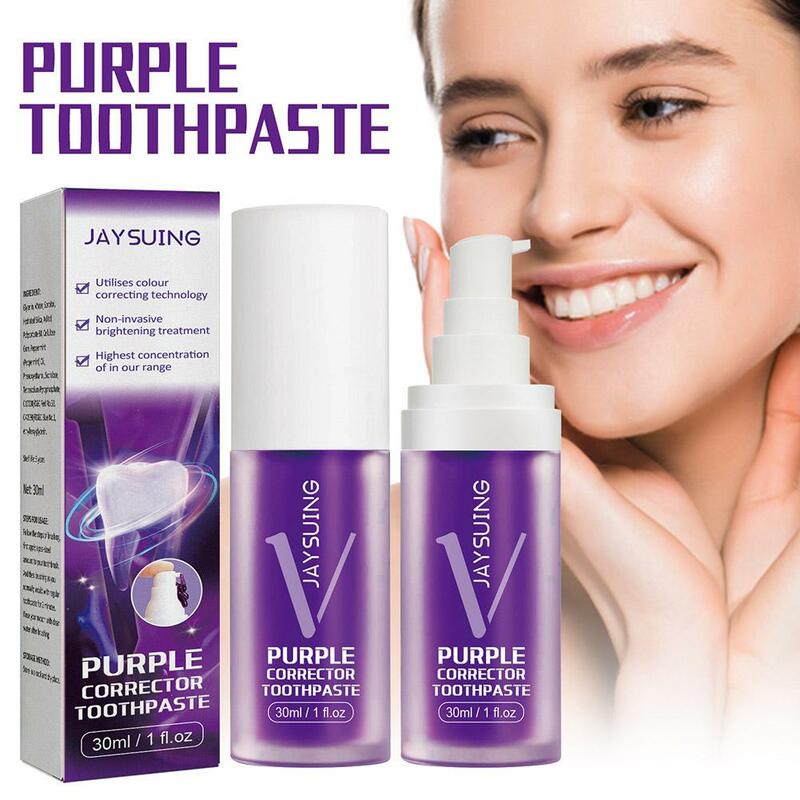 V34ไวท์เทนนิ่งฟันยาสีฟันแก้ไขสีทำความสะอาดปากซ่อมแซมยาสีฟันลบสดใสเคลือบฟันดูแลคราบ P4Q4