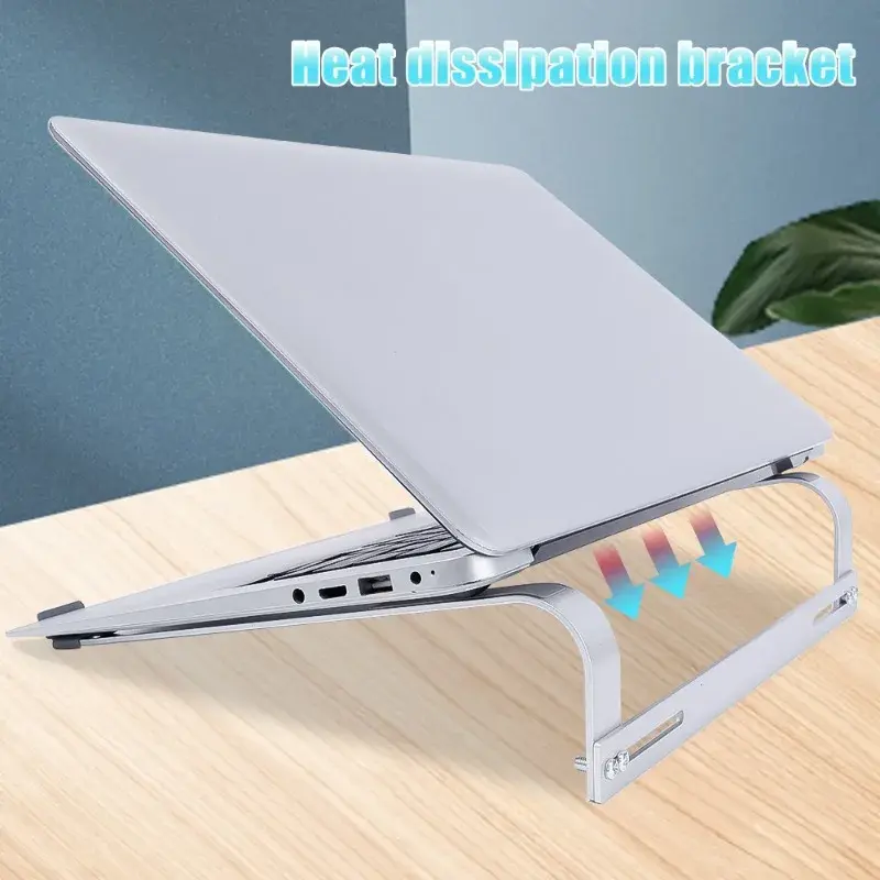Dudukan Laptop aluminium portabel, dudukan Notebook aluminium dapat disetel untuk Macbook Pro komputer Riser Stand anti selip braket pendingin