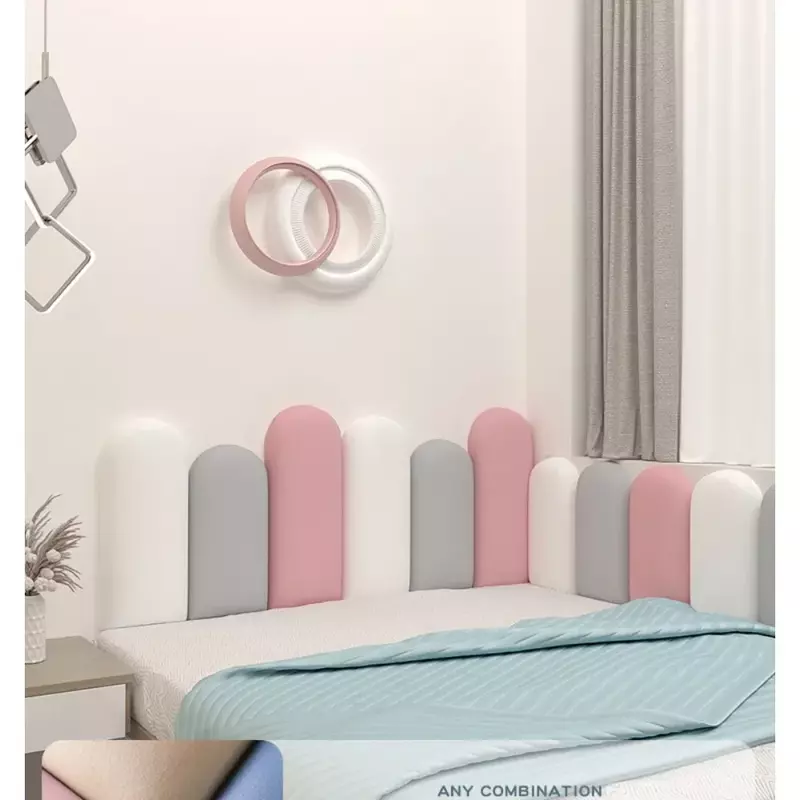 Cabecero autoadhesivo para decoración de pared de guardería, pegatina de pared 3D para dormitorio de niñas
