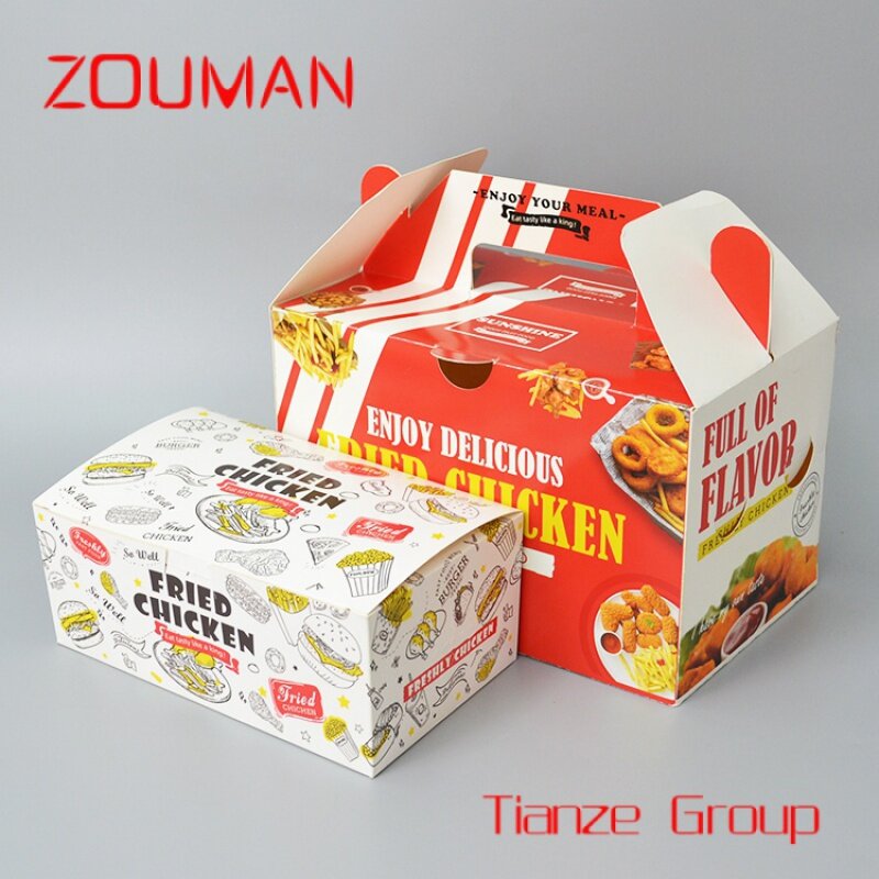 Custom , Custom Restaurant Fast Food Packaging Fried Chicken Chips Takeaway Food Box Packaging