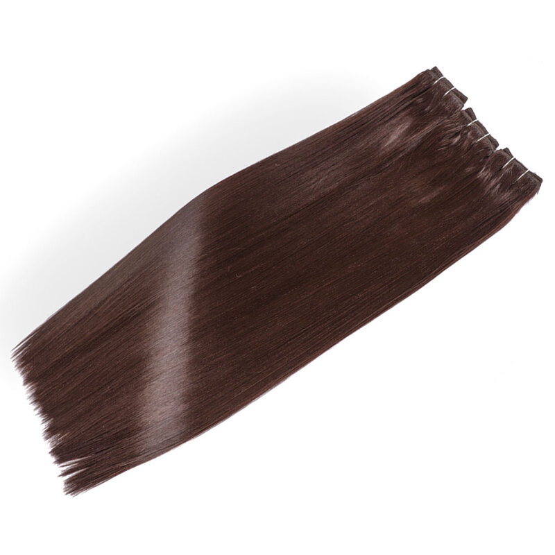 Mechones de pelo orgánico ondulado, extensiones de pelo largo y sedoso, liso, marrón Chocolate, negro, mezcla de pelo de fibra Bio, 1/2/3 unidades