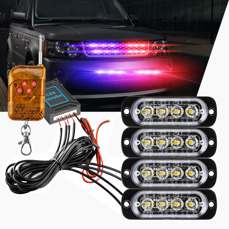 DXZ-luz de señal de advertencia estroboscópica 4 en 1 para coche, barra de luz intermitente 4Led, Faro de camión, lámpara de tráfico, 12V, 24V