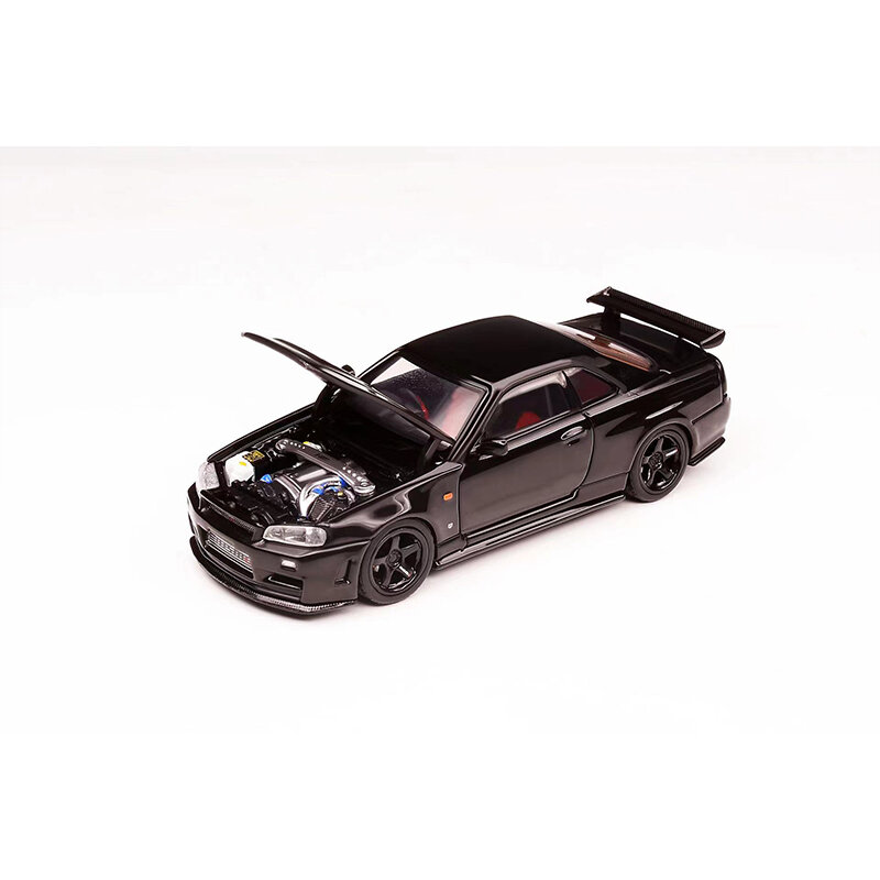 Preventa MH 1:64 SKYLINE GTR R34 Z TUNE Open Hood Diecast Diorama Car Model Collection Miniature Toys MOTORHELIX