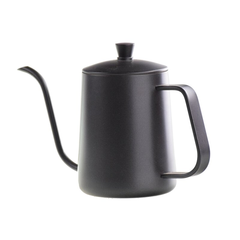 New Design Spout Long Mouth Coffee Kettle 350ml 600ml Stainless Steel Handle Drip Coffee Pot With Lid