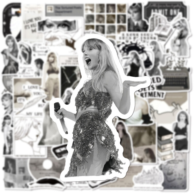 10/30/50pcs Singer Taylor Swift Folk Song Stickers Album The Tortured Poets Depertment Sticker Decals for Phone Notebook Guitar