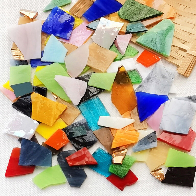 Nieregularna mozaika miki, półprzezroczyste kolorowe fragmenty szkła, ręcznie robione materiały mozaikowe, 100g