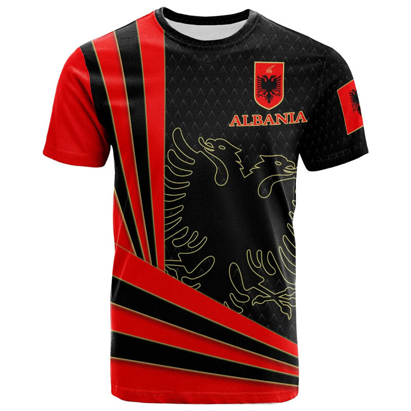 Albanien Flagge Grafik T-Shirts albanischen nationalen Emblem 3D-Druck T-Shirt für Männer Kleidung Sport wettbewerb Trikot Adler T-Shirt Tops
