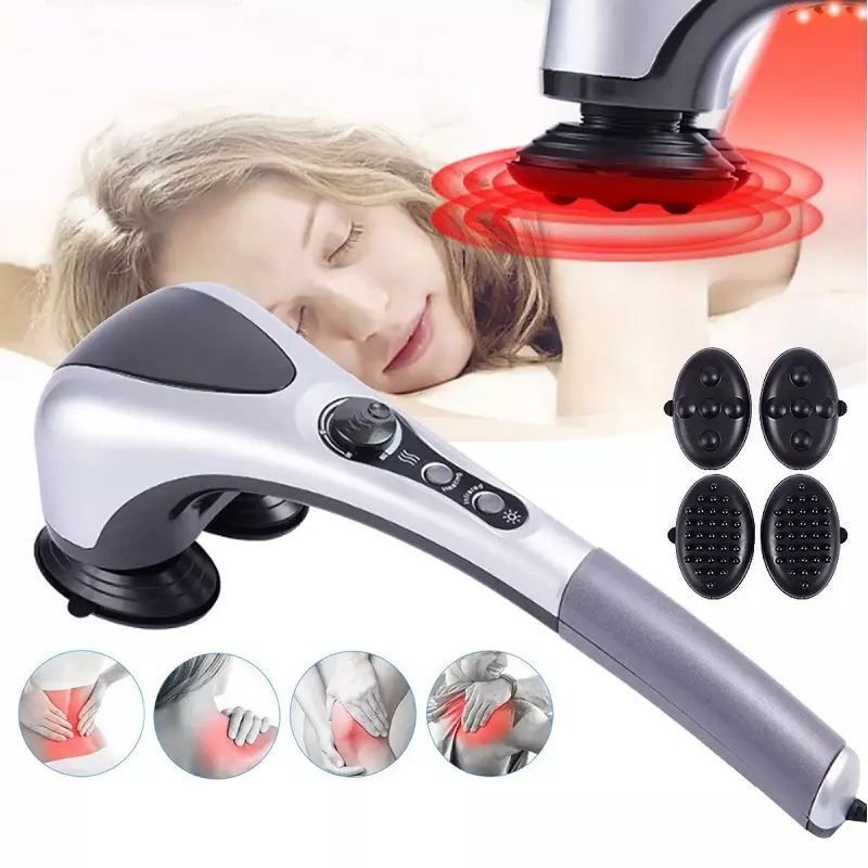 Elektrische Handheld Back Massager Infrarood Verwarming Hamer Massager Met Dubbele Kop Gebruikt Voor Full Body Massage Pijnverlichting
