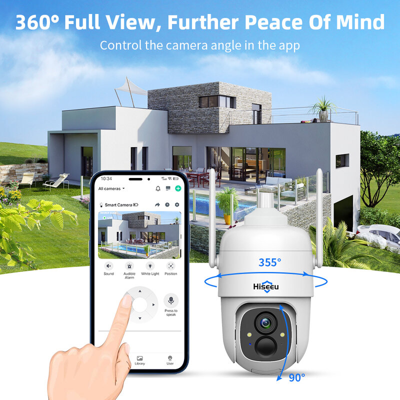 New 3MP Cloud AI WiFi Video Security Surveillance Camera Rechargeable Battery with Solar Panel Outdoor Pan & Tilt Wireless
