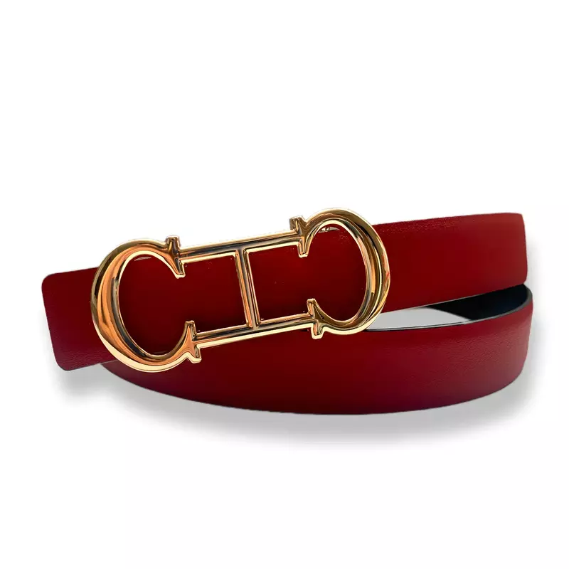 Cintura da donna di Design di lusso caldo 2024 Mew cintura in Denim di alta qualità da 2.5cm con vera pelle e Design a doppia faccia