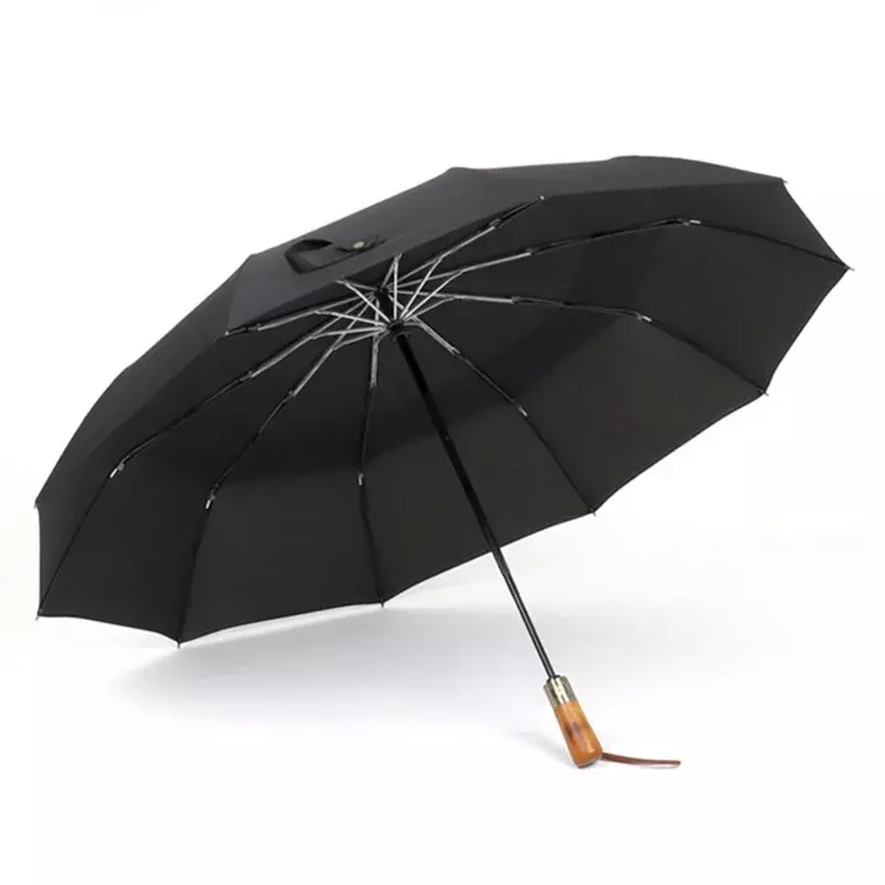 Parazurk grande guarda chuva masculino estilo de negócios 115cm sombrinha de chuva automático chuva dupla camada 10k à prova vento grande golfe guarda chuvas de madeira
