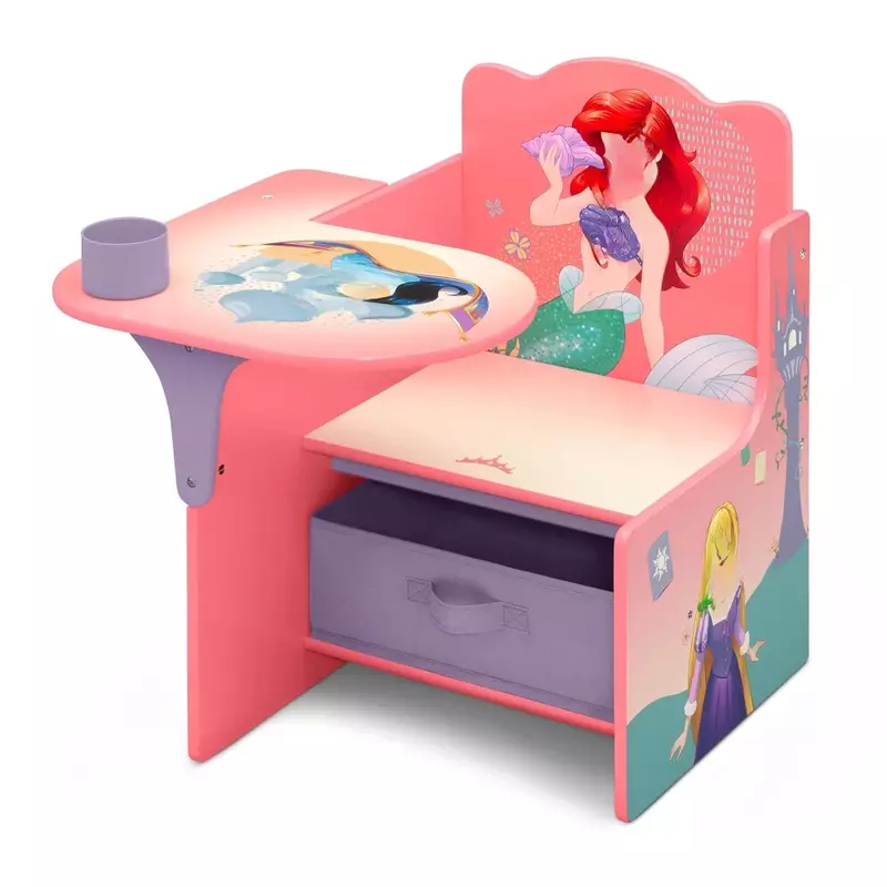 Princess Chair Desk com Storage Bin, Ideal para Artes e Ofícios, Snack Time, Homeschooling, Homework e muito mais