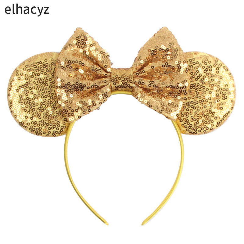 Klasyczne hafty cekiny mysie uszy z pałąkiem na głowę dziewczyny Glitter Bow Party Hairband kobiety festiwal nakrycia głowy DIY dziecięce akcesoria do włosów