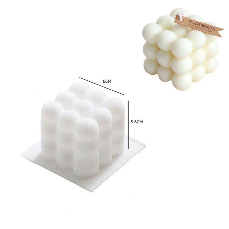 3D Bubble Cube เทียนแม่พิมพ์ซิลิโคน Home Decor เทียนหอมแม่พิมพ์ Handmade ช็อกโกแลตขนมเค้กเบเกอรี่แม่พิมพ์เครื่องมือ