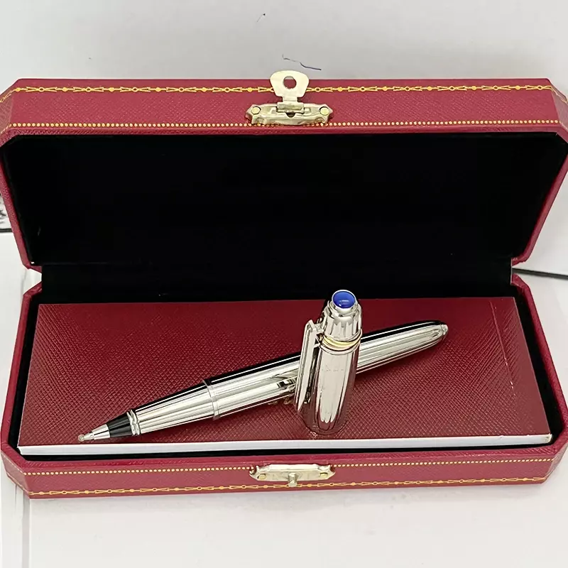 TS CT классическая металлическая ручка для подписи, серебристая с синей дрелью, шариковые ручки, удобные канцелярские принадлежности для письма