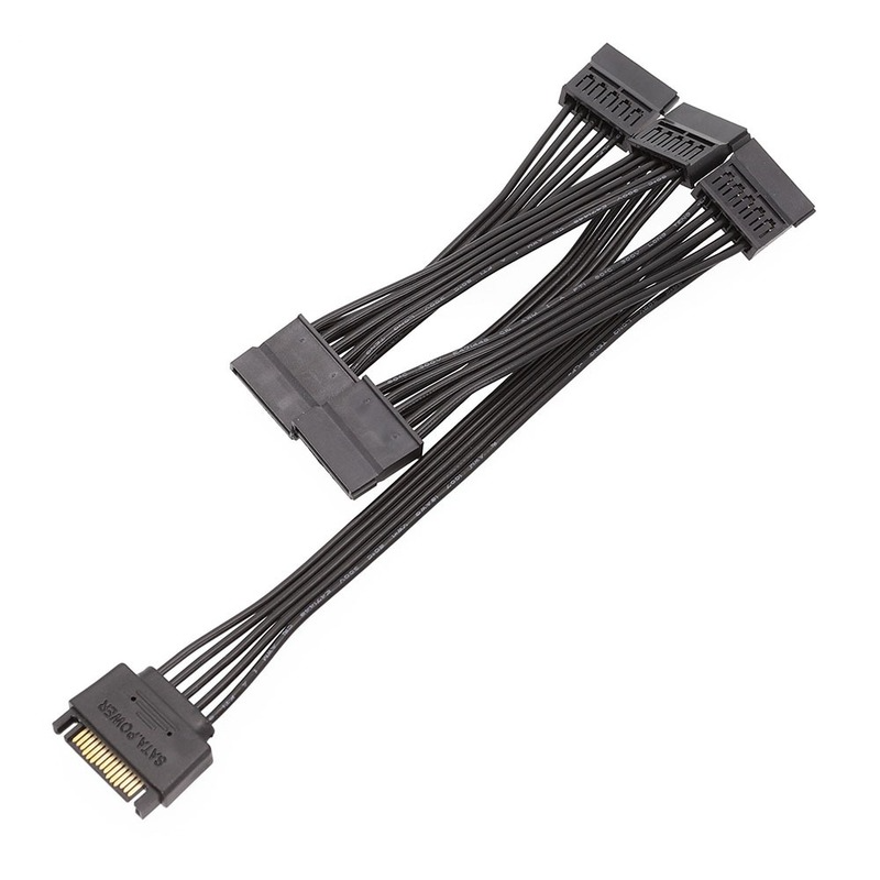 15 Pin SATA Power Extension Hard Drive Cable 1 Male To 5 Female Splitter Adapter Hard Disk Expansion Cable (60CM)